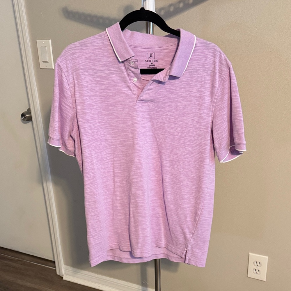 George Men's Light Purple Polo with White Trim